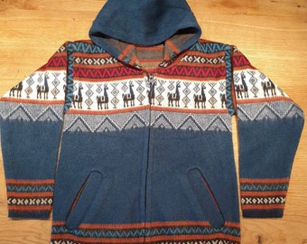 Morbida giacca in lana di baby alpaca, petrolio con motivo, taglie 2-10