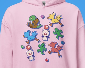 FF Critters - Hoodie, Shirt, Sweatshirt, Unisex, Sweater, Video, Game, Gaming, 90s, Japan, Cloud, Strife, FF7, vii, FF, Cactuar, Tonberry