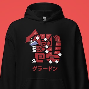 POKE x MH - Hoodie, Sweatshirt, Shirt, Unisex Langarm, Pullover, Video, Spiel, Junge, Japan, Monster, Jäger, Groudon, Legendär