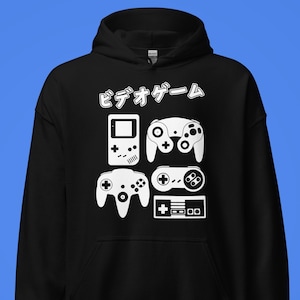 Retro-controllers - sweater, hoodie, shirt, unisex lange mouw, trui, video, game, jongen, gaming, Japan, Super, NES, 64, cube, Snes
