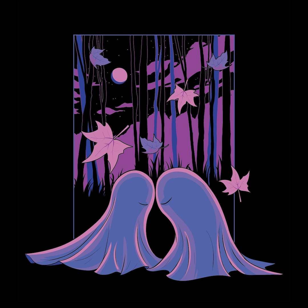 Ghost Couple Fall Forest Wall Art Poster Decor