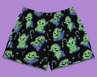 My Bugs! - Shorts, All Over, Women, Spooky, Pastel, Goth, Black, Green, Split, Stripes, Halloween, Ghost, Tim, Burton