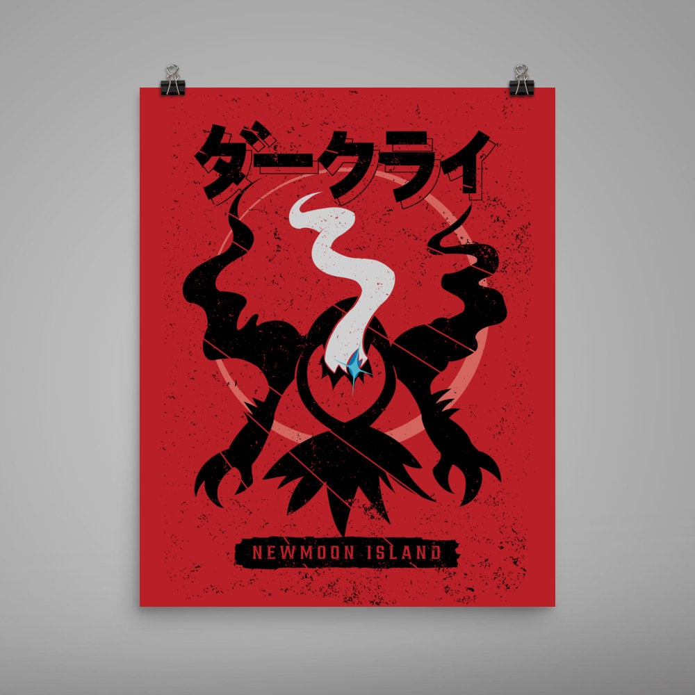 Newmoon Island - Poster, Minimalist, Graphic Design, Wall Art, Black, Video, Game, Gaming, Japan, Scary, Horror, Darkrai, Sinnoh