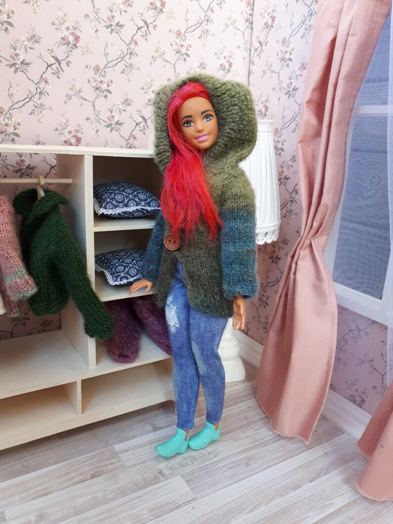 Barbie hoodie jacket pdf knitting pattern doll clothes Etsy