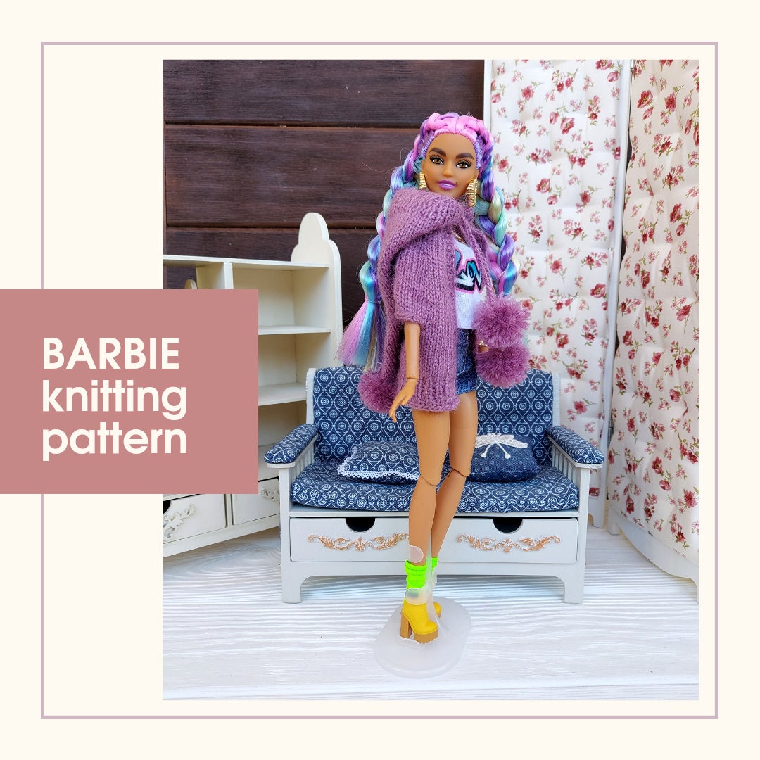 Barbie doll knitting pattern hoodie coat pattern for Barbie Etsy