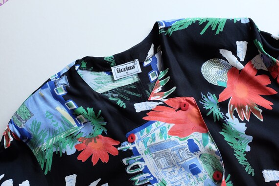 Oversized summer blouse patterned with colorful i… - image 6