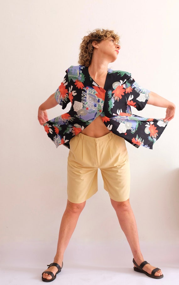 Oversized summer blouse patterned with colorful i… - image 3