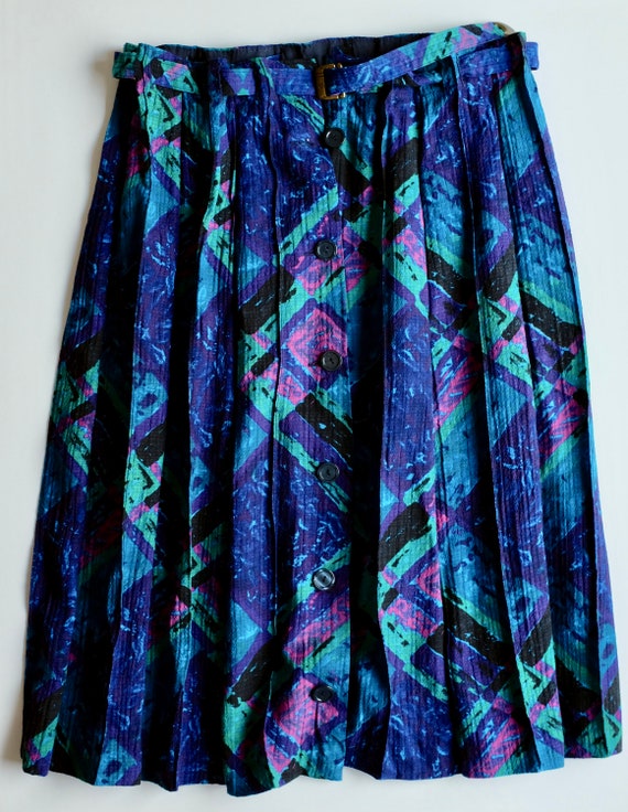Vintage Skirt; Pleated skirt 70s; in abstract pat… - image 6