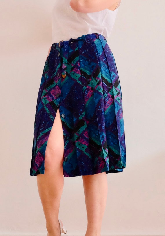 Vintage Skirt; Pleated skirt 70s; in abstract pat… - image 5