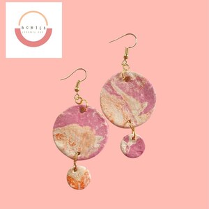 Pink & Orange marble earrings