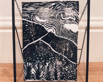 Mountains Lino Print