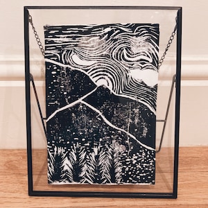 Mountains Lino Print