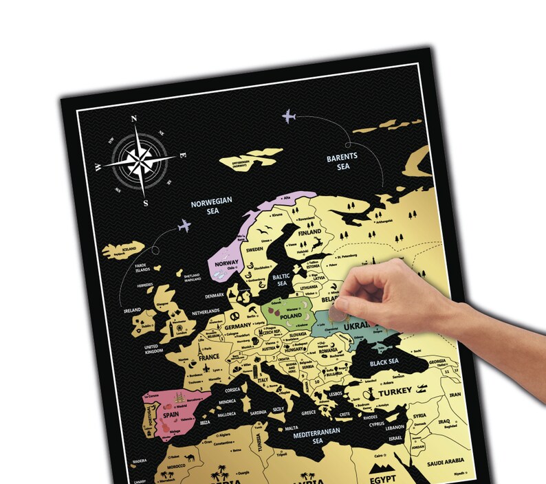 Scratch Off Map Europe 16x24 inches Scratch Europe Map EU Etsy