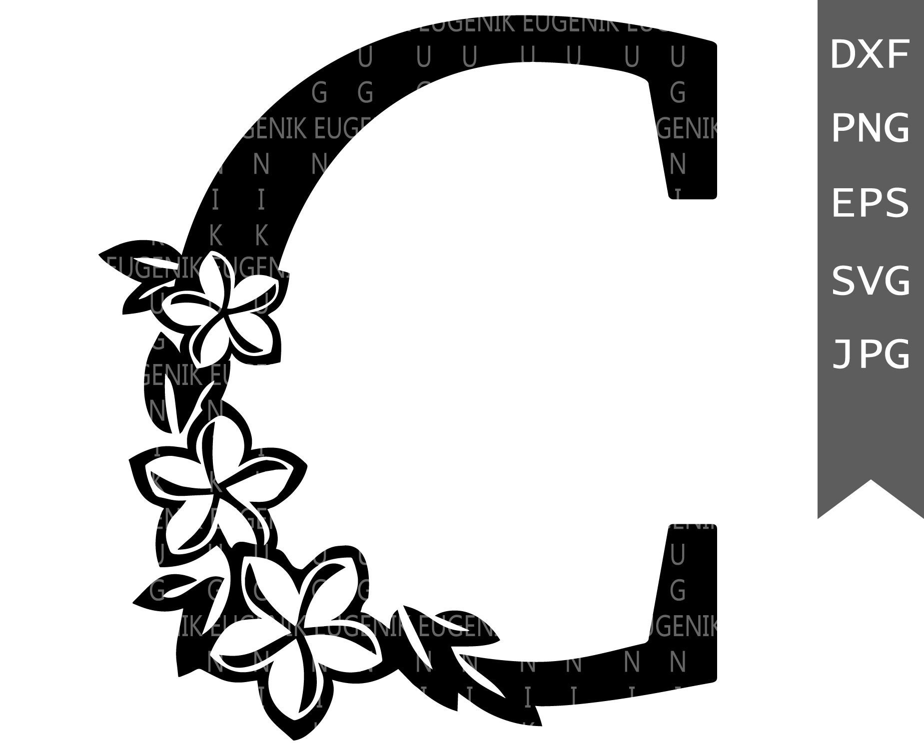 Flower alphabet svg Botanical alphabet svg Letter C svg Floral Etsy