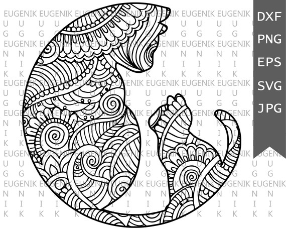 Download Mandala Cat Svg Zentangle Cat Svg Ornate Cat Svg Swirls Etsy