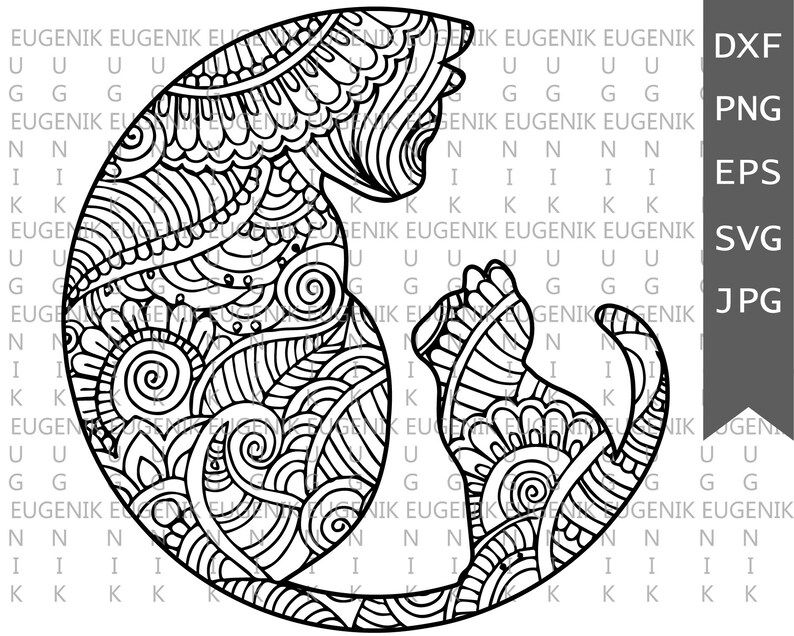 Download Mandala cat svg Zentangle cat svg Ornate cat svg Swirls | Etsy