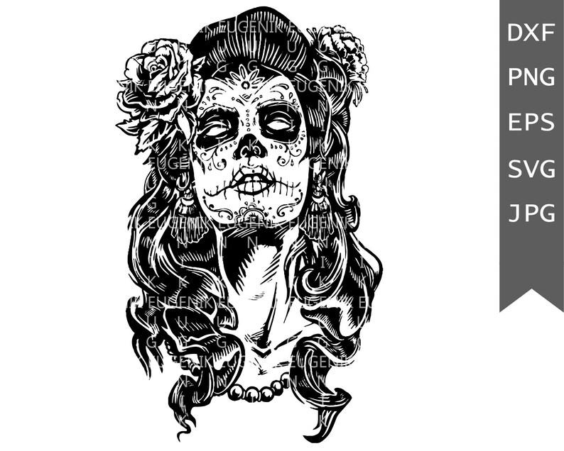 Lady Day of the Dead svg Skull svg Death svg Sugar skull svg | Etsy