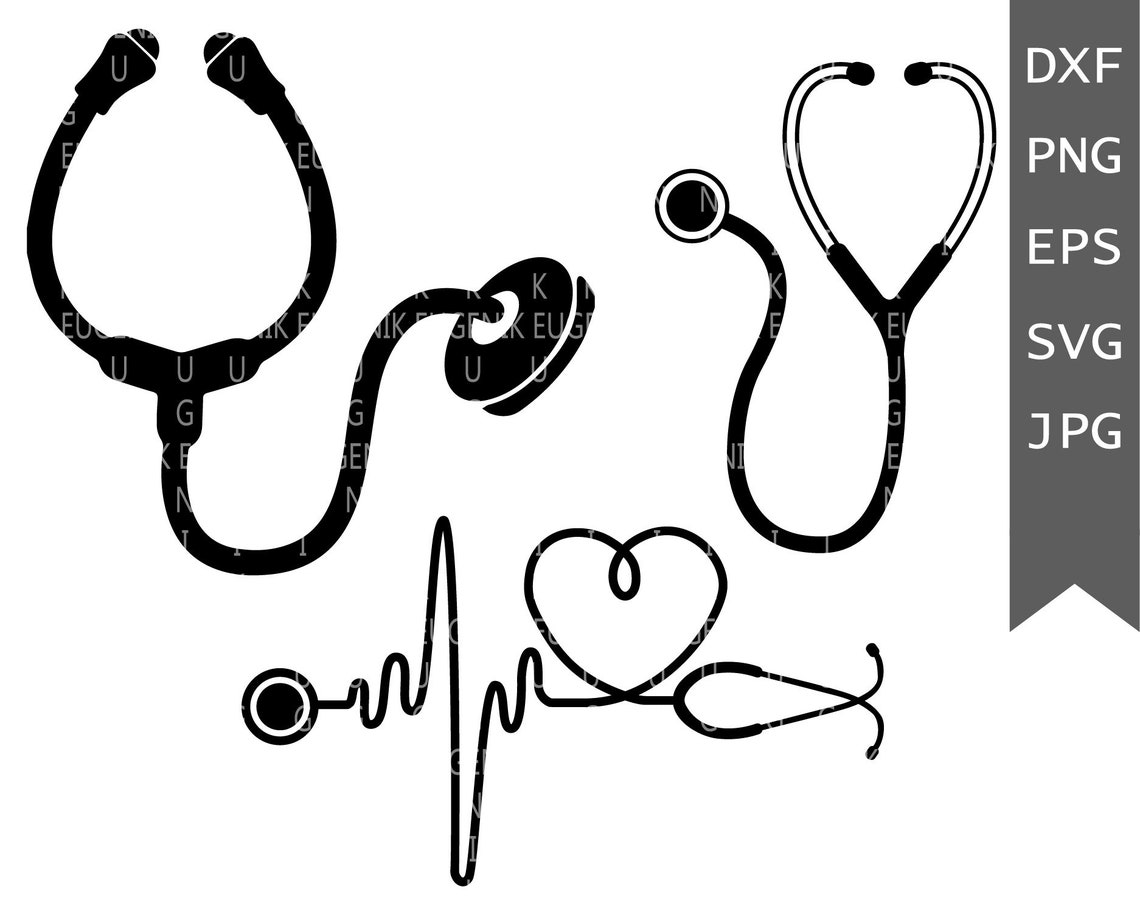 stethoscope with heartbeat svg