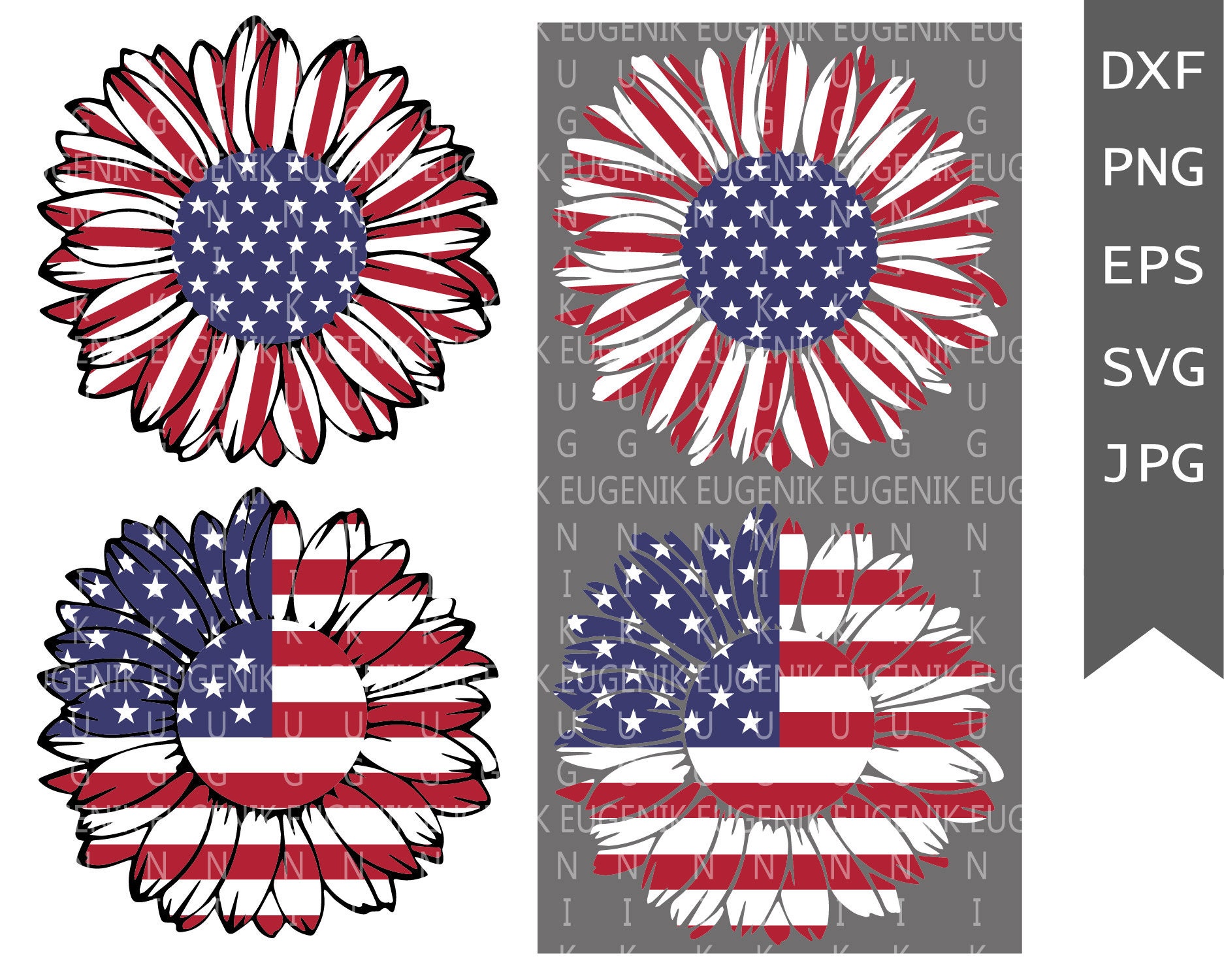 Download Sunflower svg USA svg US flag svg Flower svg Floral svg | Etsy