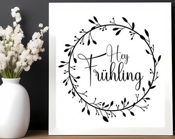 Aufkleber "Hey Frühling" in schwarz oder weiß in 3 Größen | Sticker Vase, Windlicht, Spiegel | Deko Zuhause selbst machen |Frühlingsgrüße