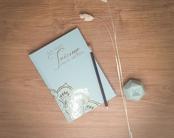 Libreta "Que los sueños se hagan realidad" menta y oro | Agenda | Diario de viaje | Coleccionista de ideas | Coleccionista de sueños | Cuaderno de bocetos | Recuerdo