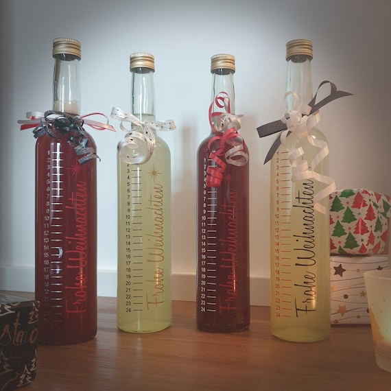 Flüssiger Adventskalender zum Befüllen als schönes Geschenk zum Advent für Freunde und Familie | Likörflaschen | Flaschen für Likör, Schnaps