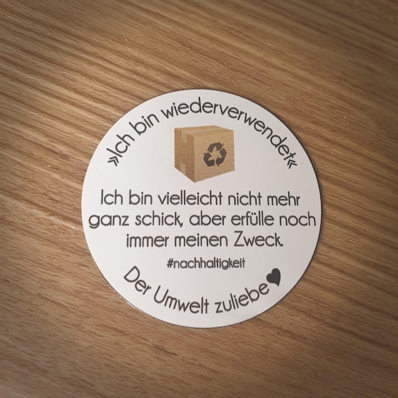 Aufkleber-Bogen "Ich bin wiederverwendet" in weiß | Nachhaltigkeit | Recycling | Verpackungsmaterial | Sticker Verpackung | Wiederverwendung