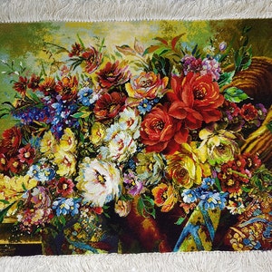 Handmade Wall carpet 50*70 CM, Woven Carpet Tableau, Wall Hanging Carpet Panel, Hand-knotted Persian Silk Wool Carpet, Persian Carpet Rug