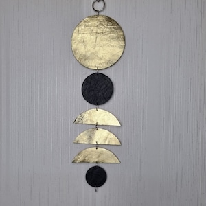 Golden Modern Wall Art, Leather Wall Decor, Leather Wall Hanging, Circle Wall Hanging Decor, Leather Wall Pendant, Bedroom Wall Hanging