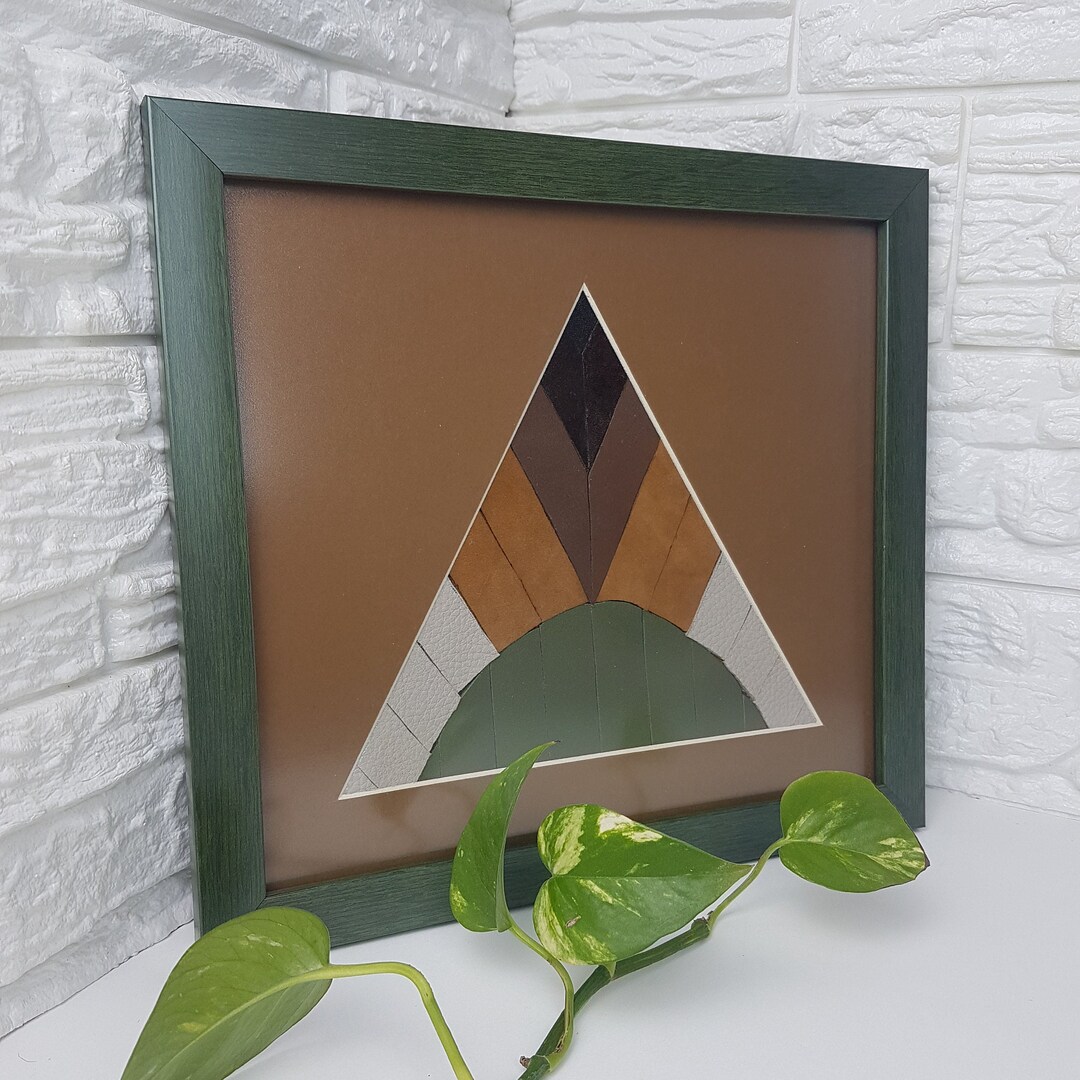 Wall Hanging Natural Leather Frame, Handmade Leather Wall Decor, Wall