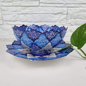 Minakari Bowl & Plate Set, Copper Decorative Blue Bowl Plate, Fruits Bowl, Tabletop Decor, Home Decoration Set, Modern Home Decor, Home Gift