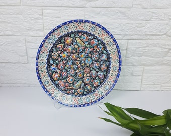Minakari Decorative Tray, Black Wall Hanging Plate, Handmade colorful Plate, Decorative Wall Plate, Bedroom Wall Decor, New Home Gifts