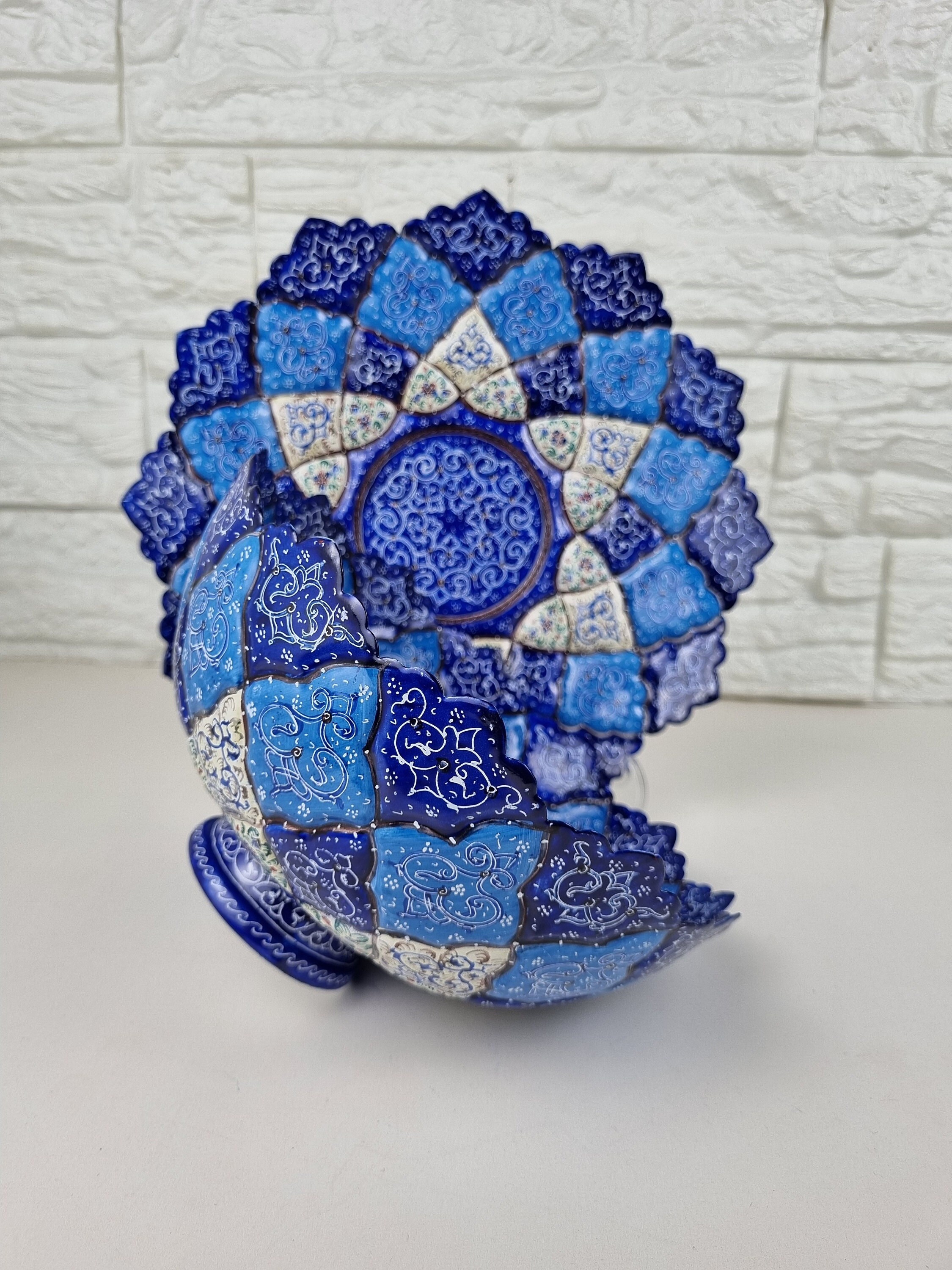 Minakari Bowl & Plate Set Copper Decorative Blue Bowl Plate Etsy