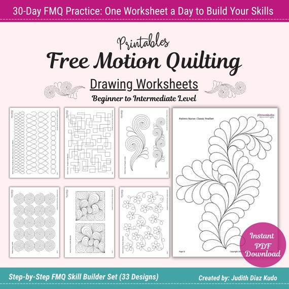 30-Day FMQ Drawing Worksheets: Quilting Pattern Guide (PDF Download)
