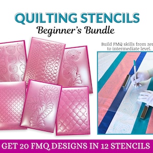 FMQ Quilting Stencils Beginner's Bundle: 20 Pattern Templates