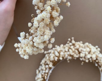 White flower crown, Bridal flower crown, White flower headband, Gypsophila flower headband, Bridesmaid hairstyle, Baby breath headband