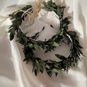Greenery headband, Flower girl crown, Eucalyptus floral headpiece, Wedding hair accessories, Forest style bridal hairpiece, Bohemian halo