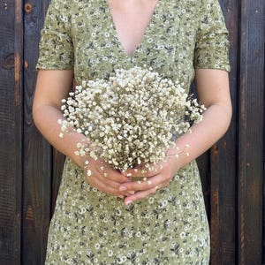 Gypsophila floral bouquet, Baby&#39;s breath flower, Flower girl bouquet, Wedding flower accessories, Child toddler gypsophila hair wreath