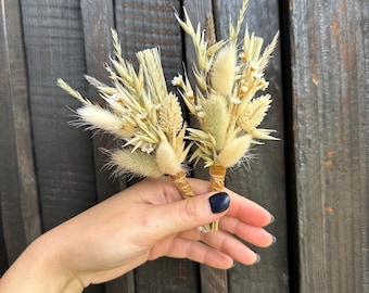Handmade Dried Flower Boutonniere, Boho Rustic Groom Accessory (Sage Green)
