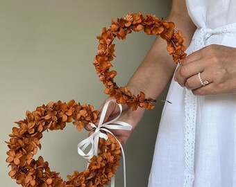 Terracotta flower crown, Rust terracotta halo, Bridal headpiece, Flower girl crown, Bride wedding hairstyle, Bridesmaid floral hairband