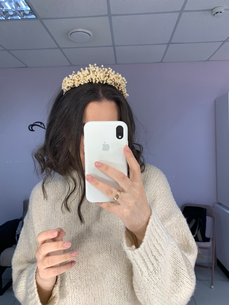 Flower Girl Crown Gypsophila Flower Headband Dry Flower Etsy