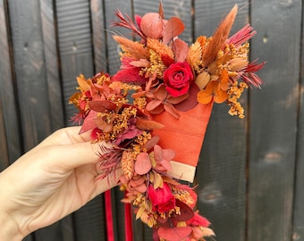 Wedding pocket boutonniere, Terracotta burgundy flower hair wreath, Rust red wine wedding accessories for groom and bride