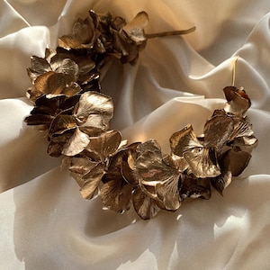 Flower crown, Golden headband, Gold halo, Hydrangea headband, Bridal flower crown, Boho bridesmaid headband, Flower girl crown image 5