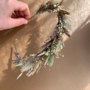 Flower girl crown, Flower headband, Olive color flower, Bridesmaid accessories, Rustic flower headband, Sage green wedding, Flower girl