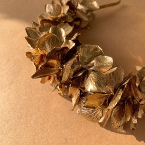 Flower crown, Golden headband, Gold halo, Hydrangea headband, Bridal flower crown, Boho bridesmaid headband, Flower girl crown image 6
