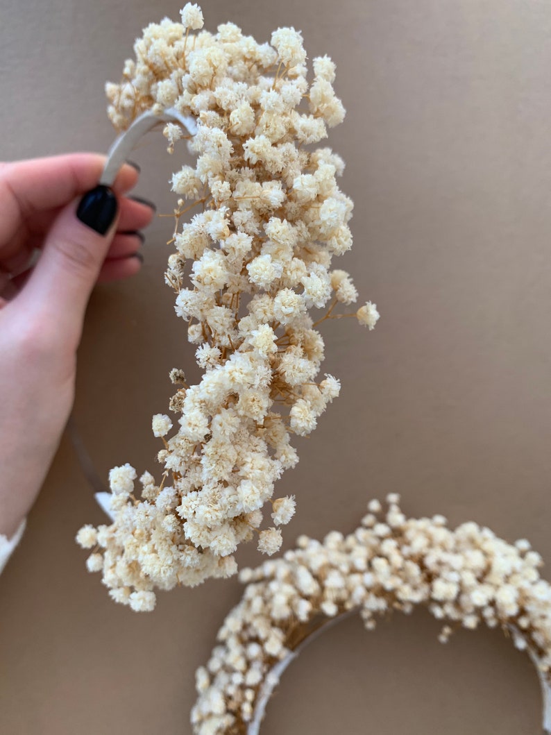Flower Girl Crown Gypsophila Flower Headband Dry Flower Etsy