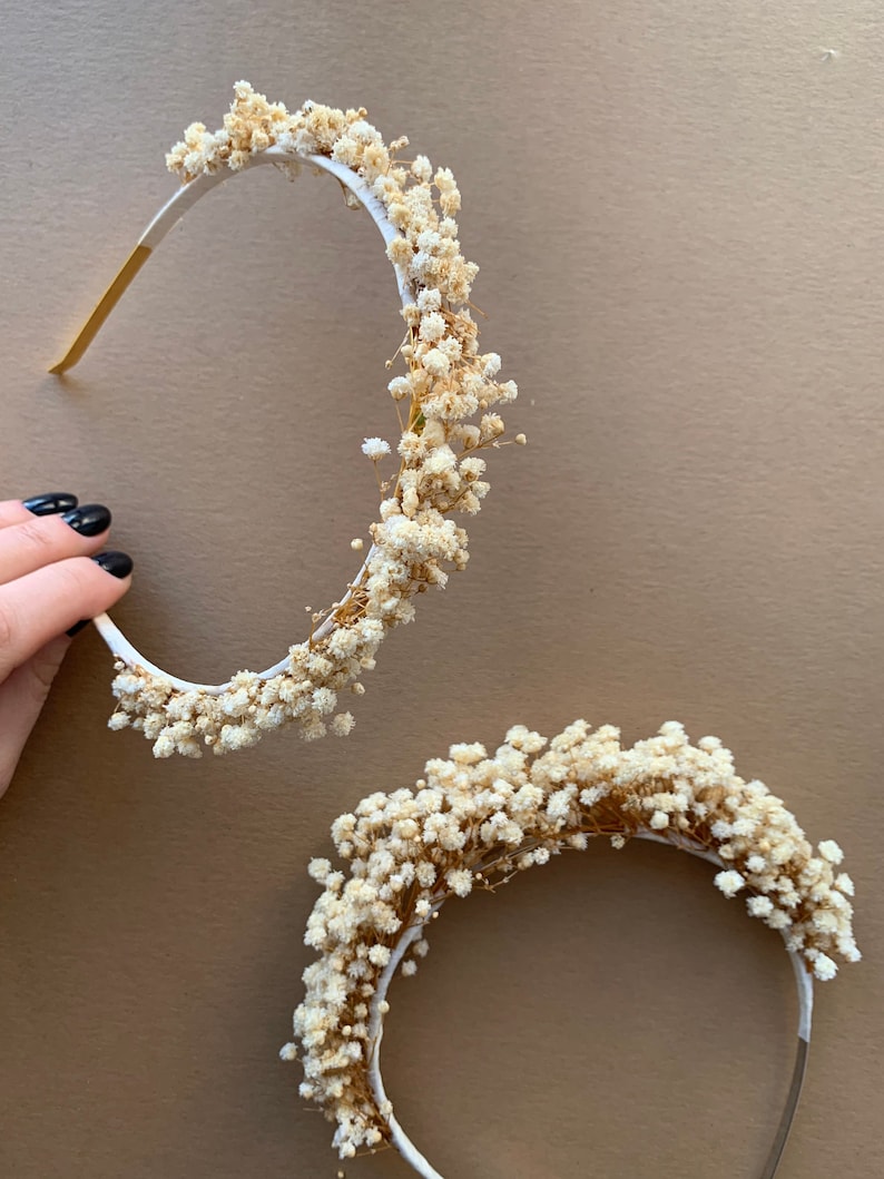 Flower Girl Crown Gypsophila Flower Headband Dry Flower Etsy