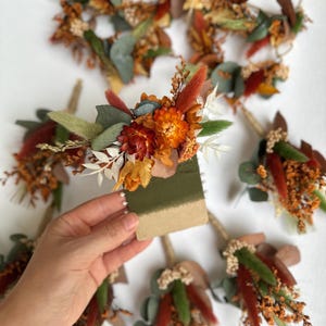 Wedding groom pocket boutonniere, Terracotta dried flower boutonniere, Groomsman buttonhole, Rust wedding accessories, Bridesmaids corsage
