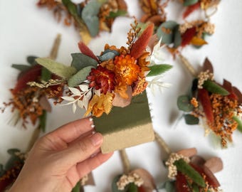 Custom listing for Karina, Terracotta dried flower boutonniere, Groomsman buttonhole, Rust wedding accessories