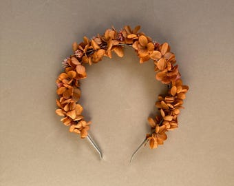 Terracotta flower crown, Rust terracotta halo, Bridal headpiece, Flower girl crown, Bride wedding hairstyle, Bridesmaid floral hairband